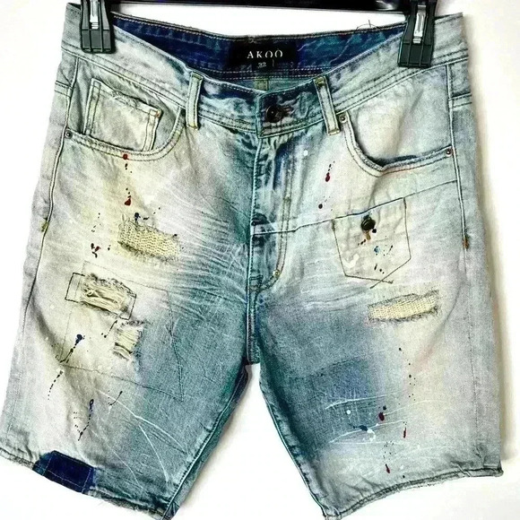 AKOO No Rivals Distressed 100% Cotton Shorts. - Picture 1 of 7